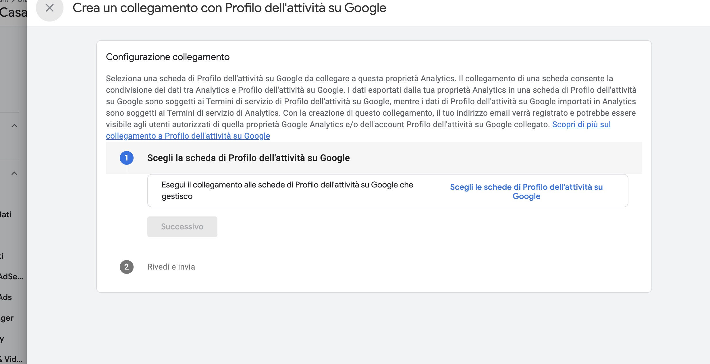 Create a link with Business Profile — step 1