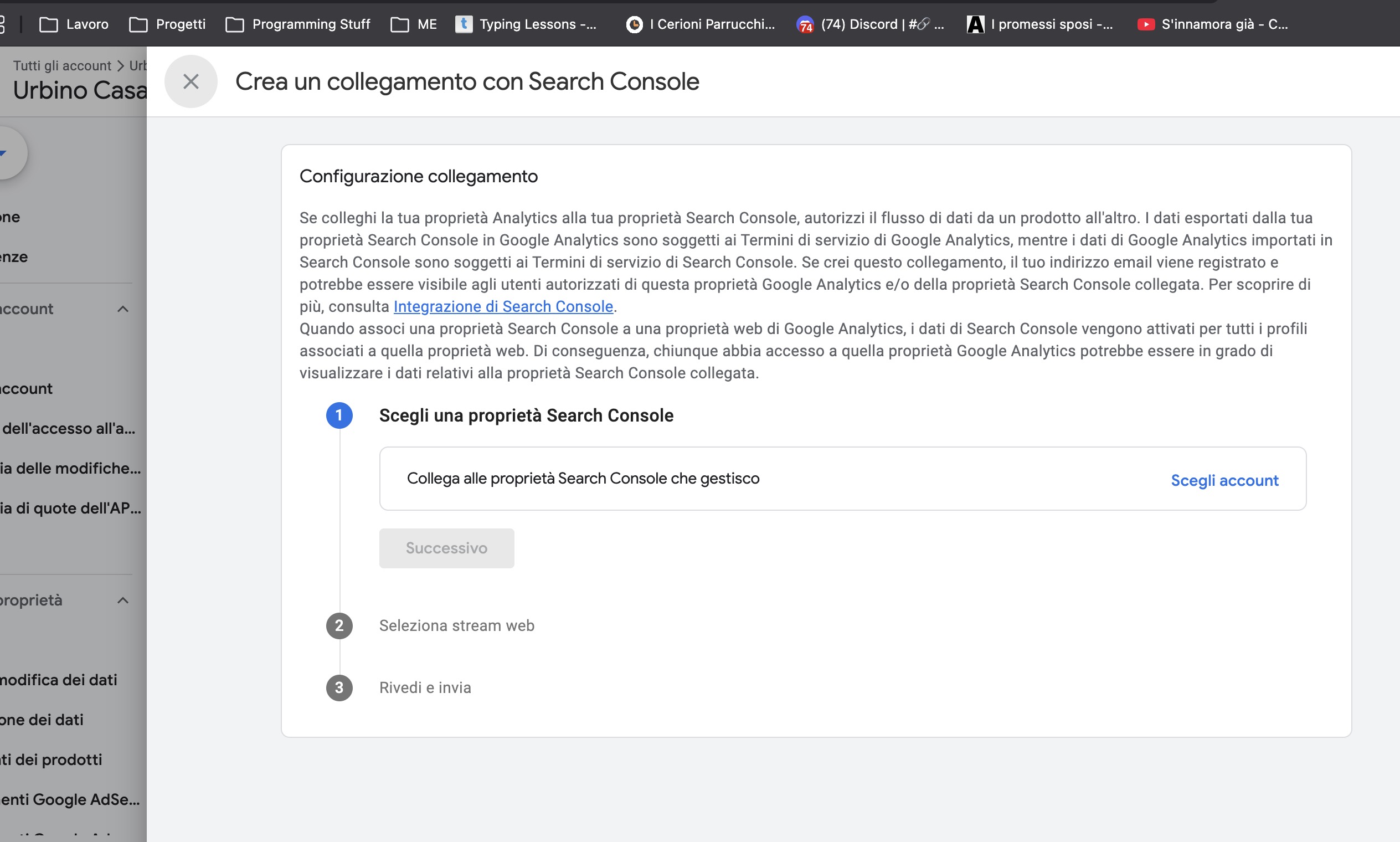 Create a link with Search Console — step 1