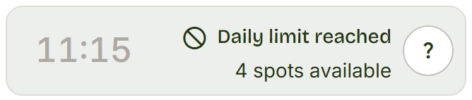Grey 11:15 row reading Daily limit reached.